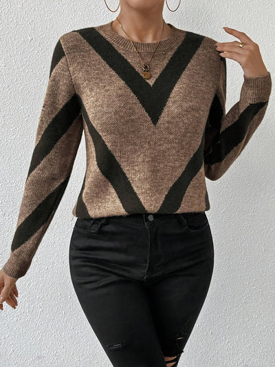 Rosemarie | Stijlvolle Geometrische Trui met Lange Mouwen