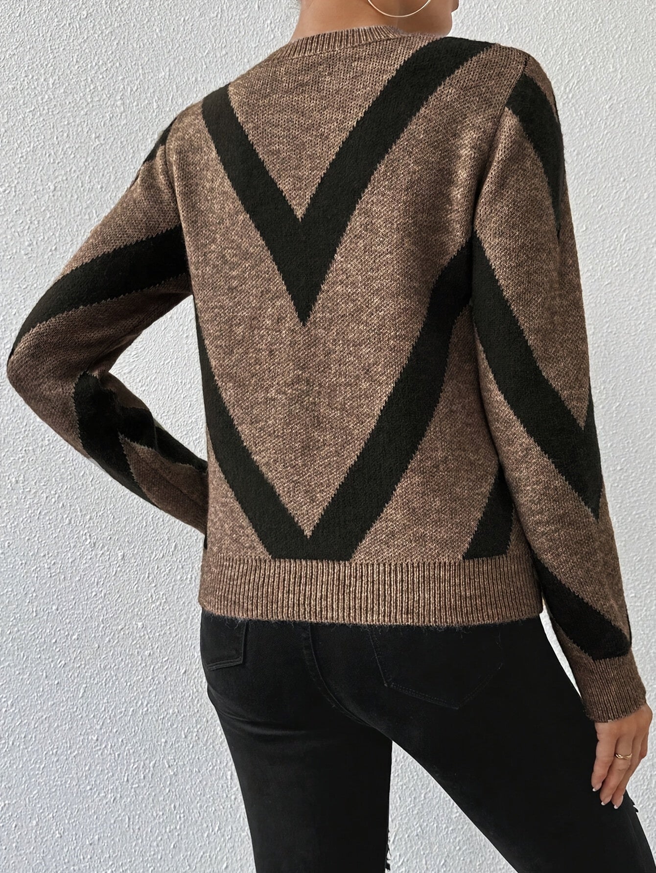 Rosemarie | Stijlvolle Geometrische Trui met Lange Mouwen