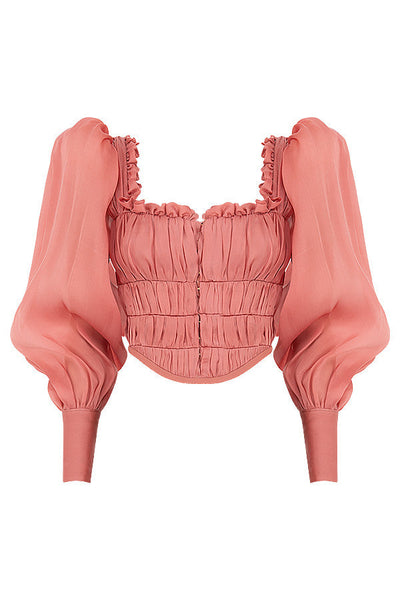 Helvienne - Rouge Organza Corset with Luxury Ruffles