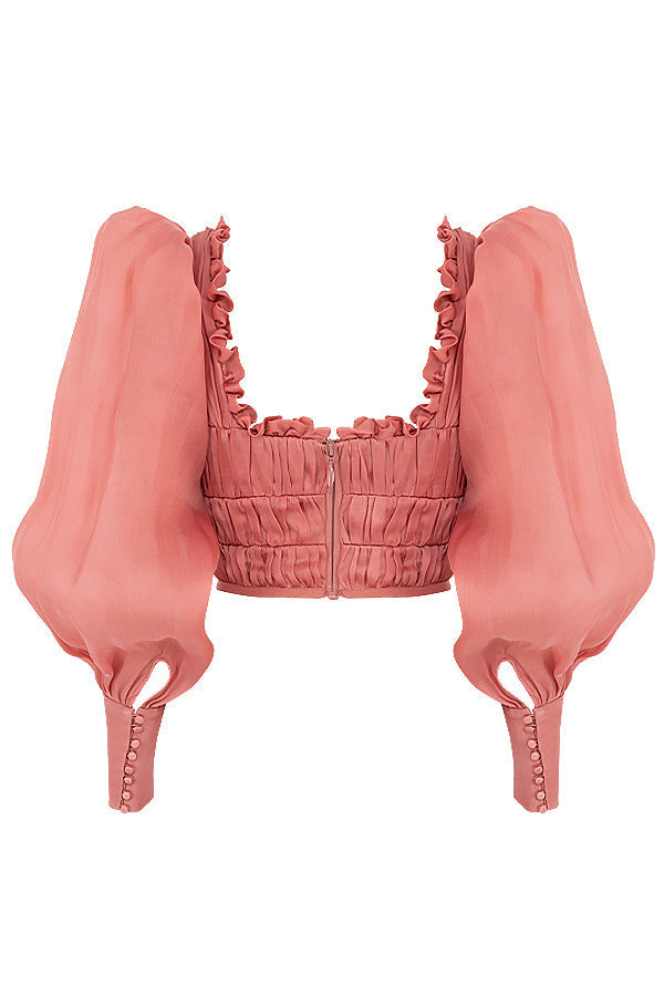 Helvienne - Rouge Organza Corset with Luxury Ruffles