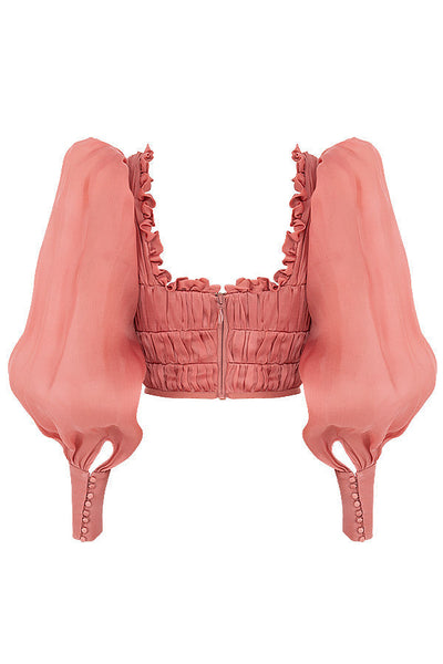 Helvienne - Rouge Organza Corset with Luxury Ruffles