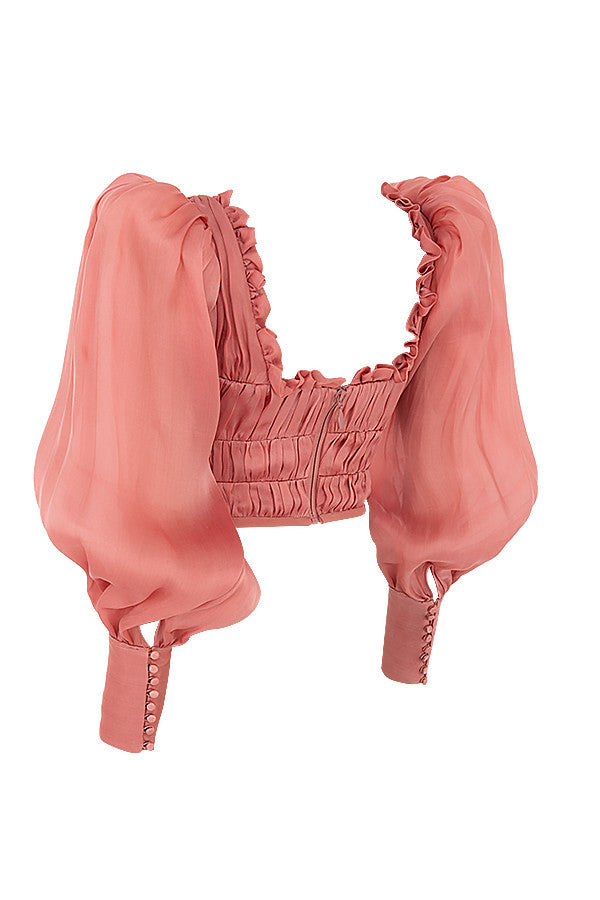 Helvienne - Rouge Organza Corset with Luxury Ruffles