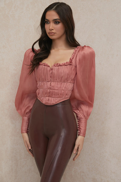 Helvienne - Rouge Organza Corset with Luxury Ruffles