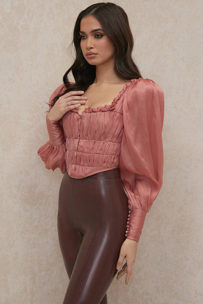 Helvienne - Rouge Organza Corset with Luxury Ruffles