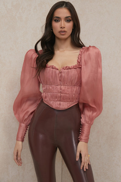 Helvienne - Rouge Organza Corset with Luxury Ruffles