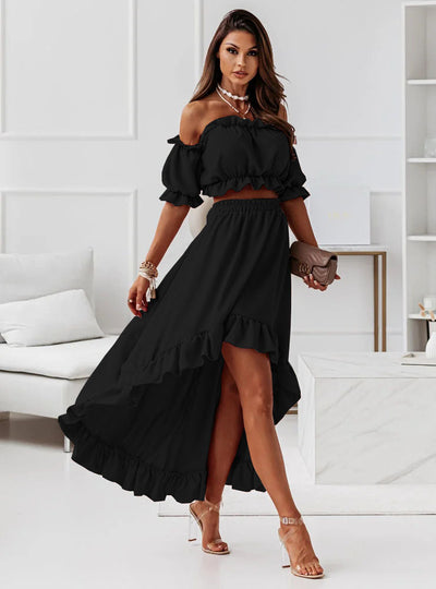 Elaine | Elegante Off-Shoulder Maxi Jurk met Ruches