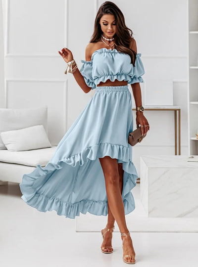 Elaine | Elegante Off-Shoulder Maxi Jurk met Ruches