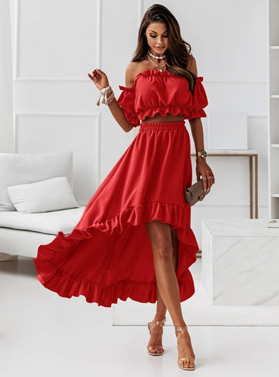 Elaine | Elegante Off-Shoulder Maxi Jurk met Ruches