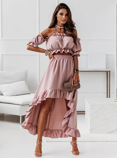 Elaine | Elegante Off-Shoulder Maxi Jurk met Ruches
