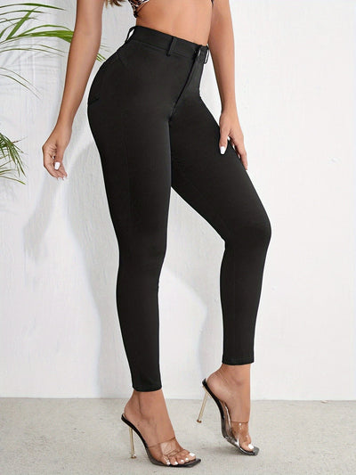 Rubi | Hoge Taille Skinny Legging met Knoopsluiting