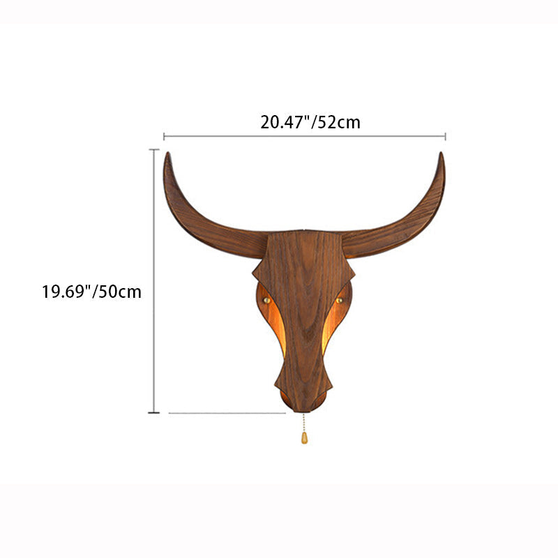 Brevion – Rustic Wood Bull Head LED Wall Sconce 1 Light
