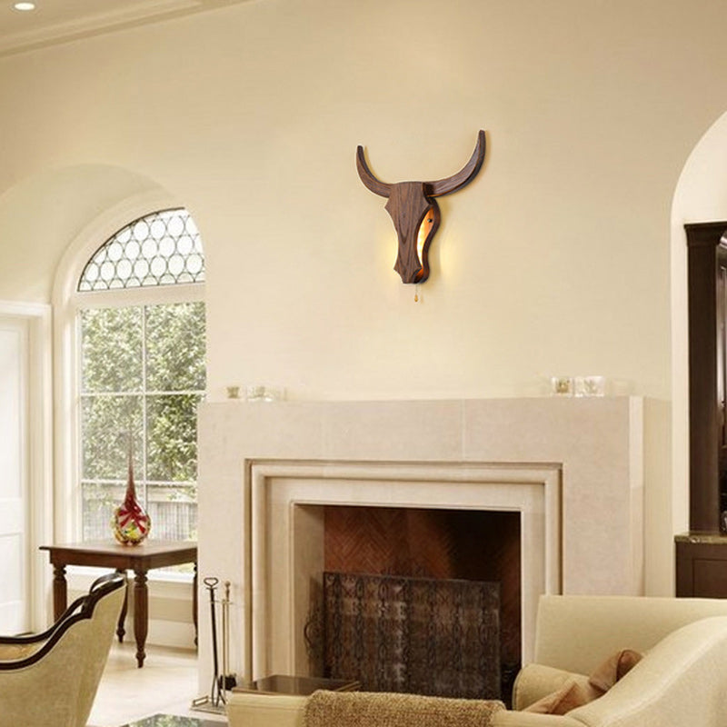 Brevion – Rustic Wood Bull Head LED Wall Sconce 1 Light