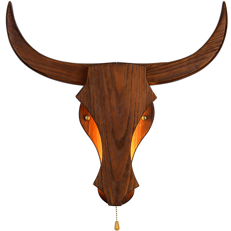 Brevion – Rustic Wood Bull Head LED Wall Sconce 1 Light