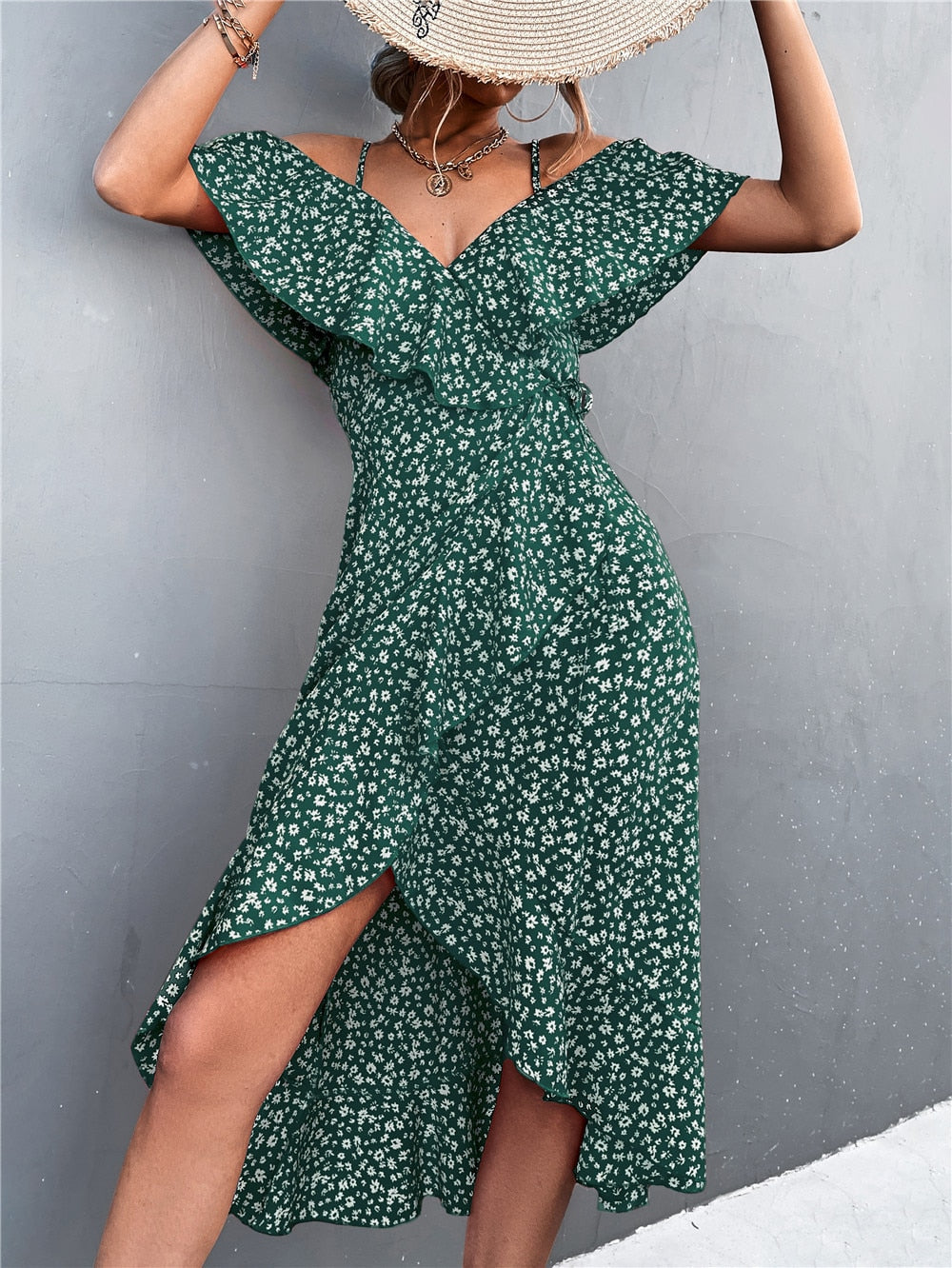 Alicia - bloemenjurk off shoulder