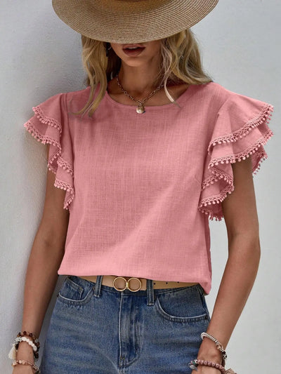 Camillia - Vrouwelijke Blouse met Ruchesmouwen