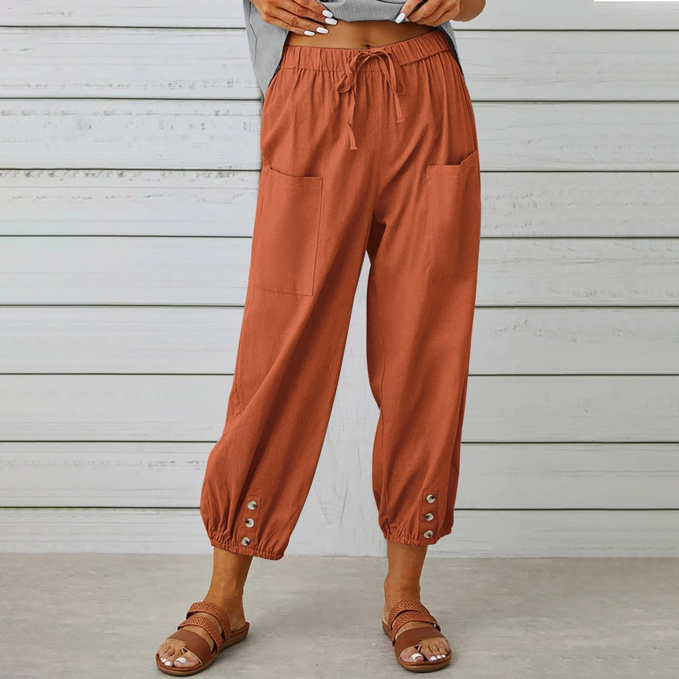 Elda pants - women's linen capri pants for relaxed comfort in a loose style