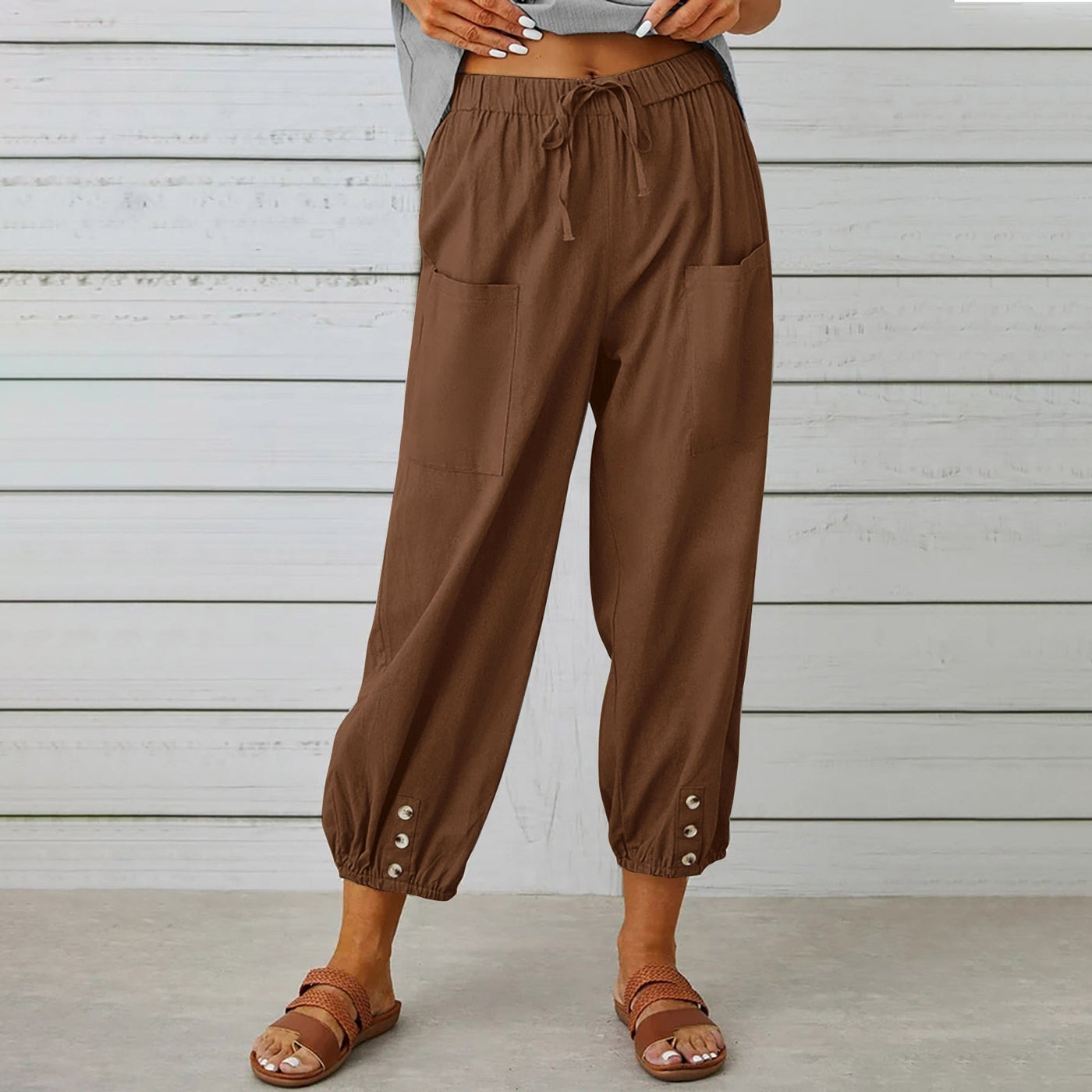 Elda pants - women's linen capri pants for relaxed comfort in a loose style