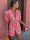 Elinne - Gedrukte Playsuit met V-hals