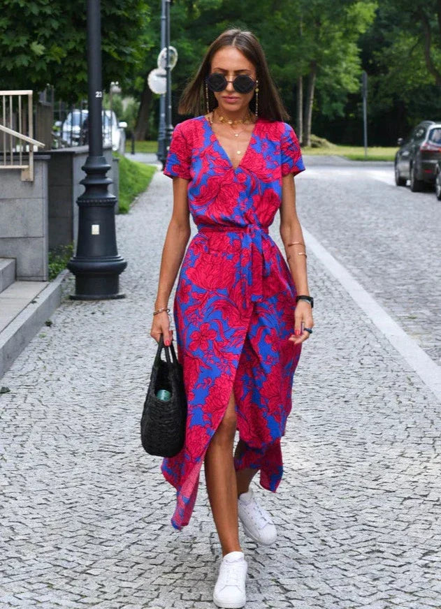 Mercy - Casual bedrukte zomerjurk met ceintuur