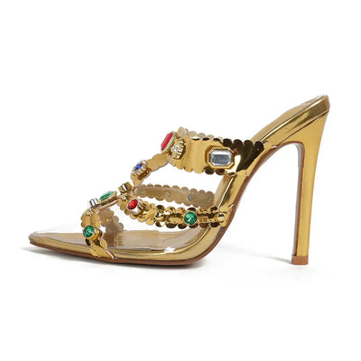 Luna - Gemstone-studded and transparent stilettos