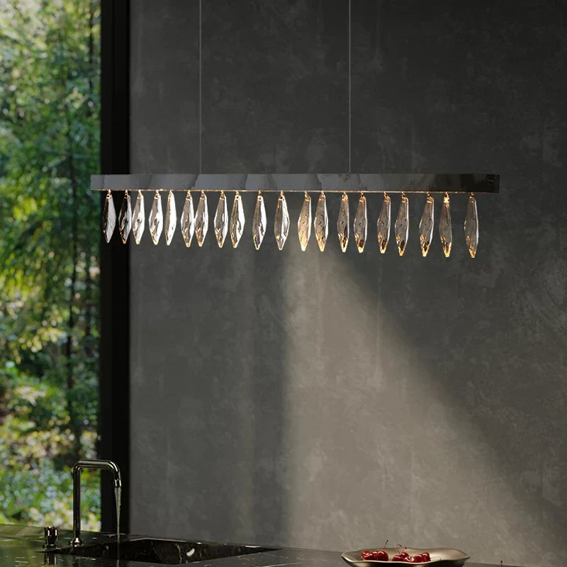 Revian - Silver Crystal Rectangle Chandelier