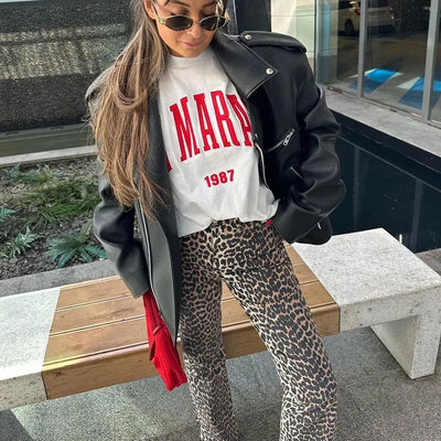 Sione - Luipaardprint Broek voor Vrouwen