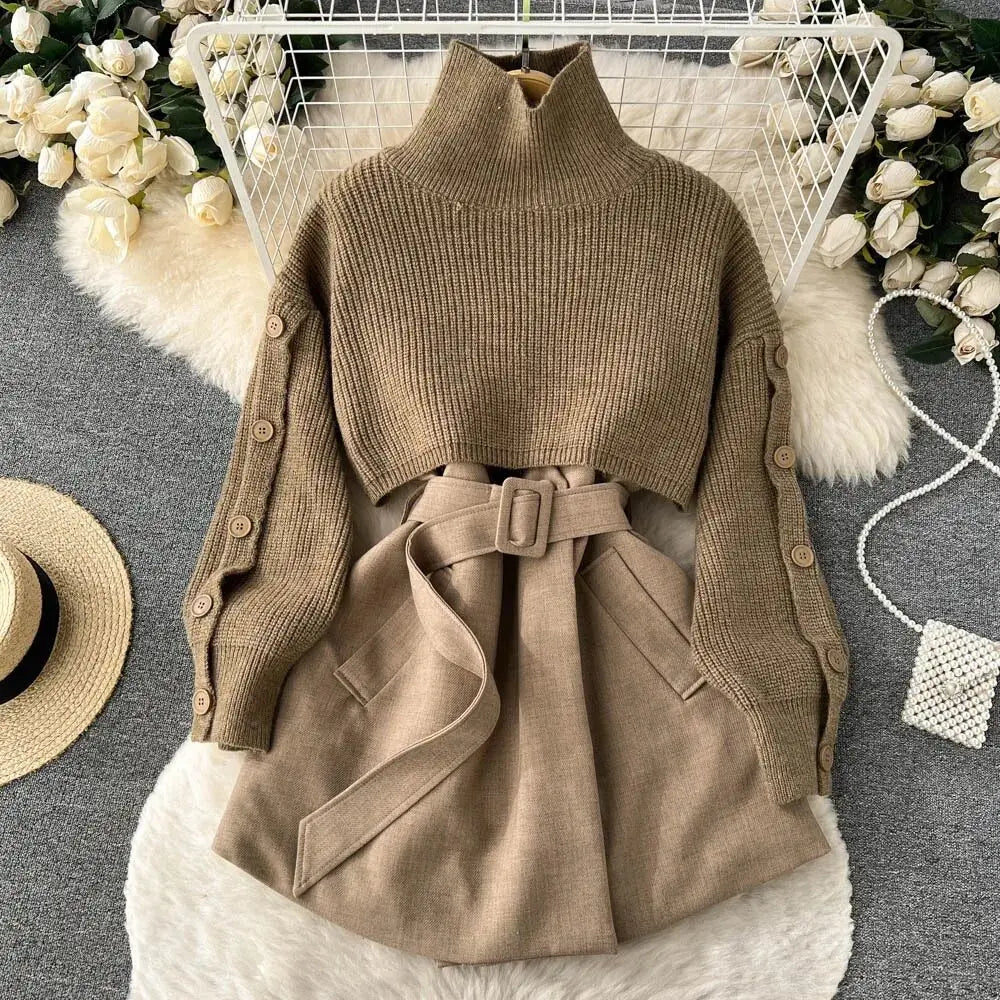 Laverne - Turtleneck Knit Two-Piece Set