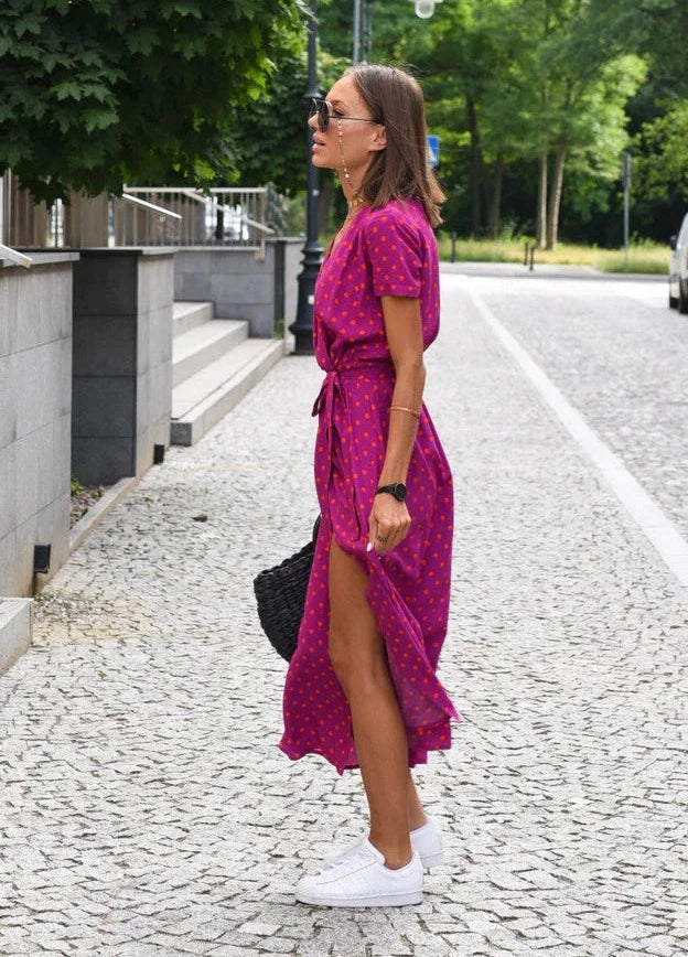 Mercy - Casual bedrukte zomerjurk met ceintuur