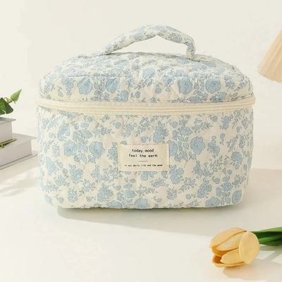 BlossomTidy - Grote Bloemvormige Gewatteerde Make-uptas voor Dames