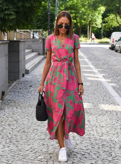 Mercy - Casual bedrukte zomerjurk met ceintuur
