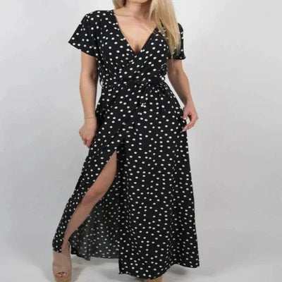 Wiley - casual polka-dot jurk met split
