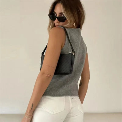 Gonda - Gray Sleeveless Vest Top