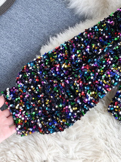 Fleur Glitter One Shoulder Top