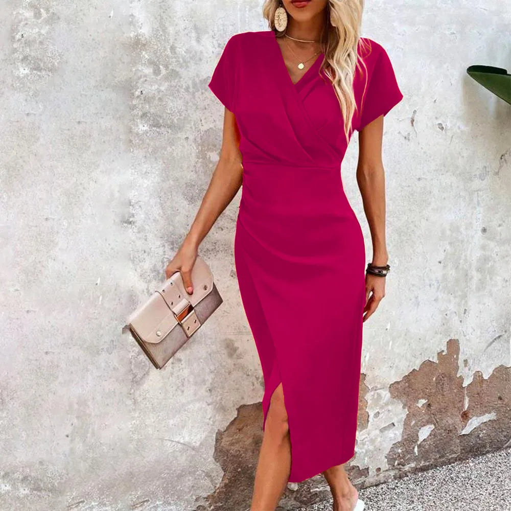 Dames Casual Korte Mini Jurk met V-hals