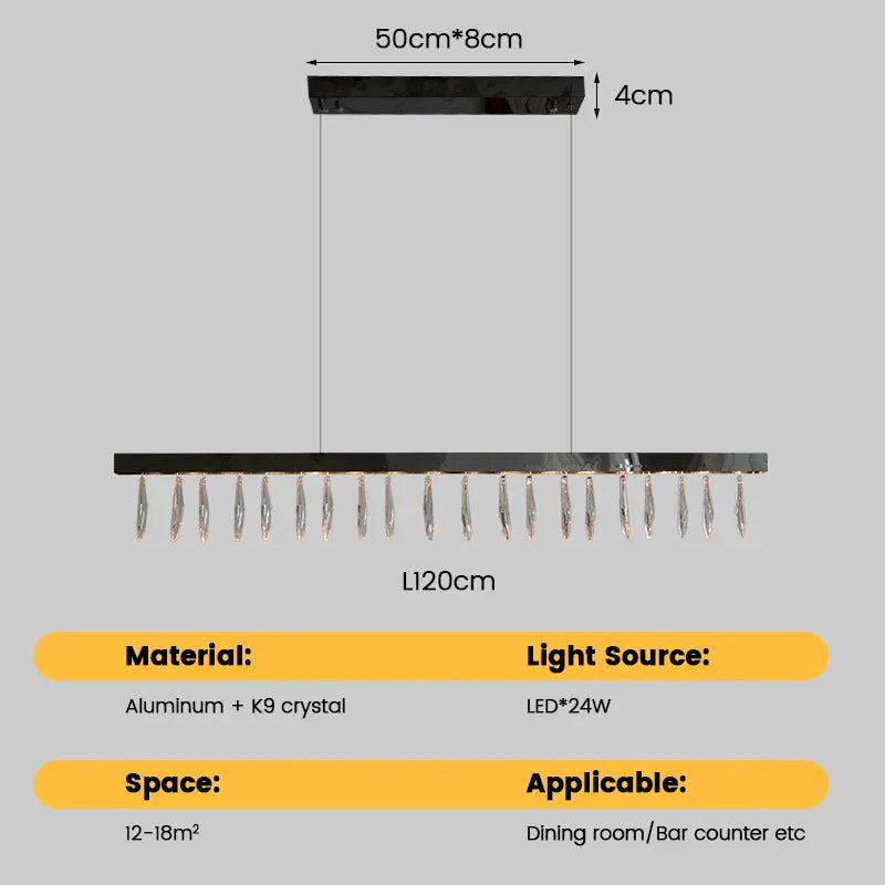Revian - Silver Crystal Rectangle Chandelier