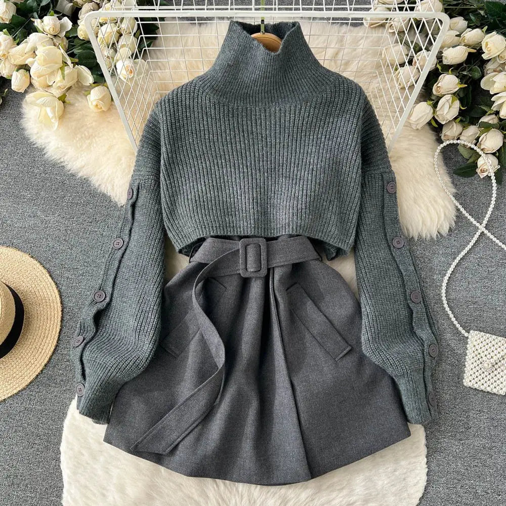 Laverne - Turtleneck Knit Two-Piece Set