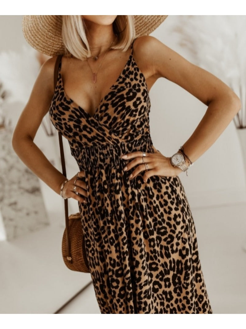 Gigi - Leopard Print Spaghetti Strap Maxi Dress