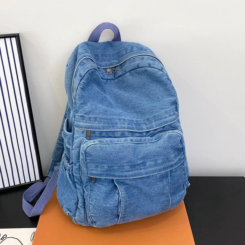 RetroDenim - Vintage Spijkerstof Rugzak met Grote Capaciteit