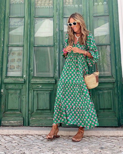 Riley - casual bedrukte maxi-jurk
