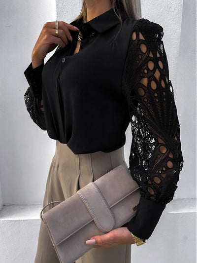 Noémie - Blouse met Kanten Mouwen | Tijdloze Klasse & Elegantie