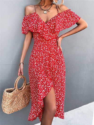 Alicia - bloemenjurk off shoulder