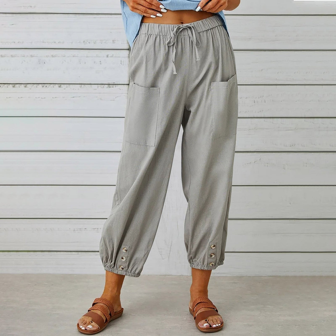Elda pants - women's linen capri pants for relaxed comfort in a loose style