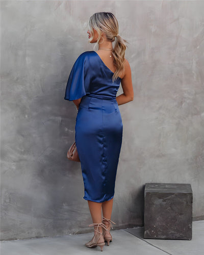 Hayden - elegante one-shoulder geplooide jurk