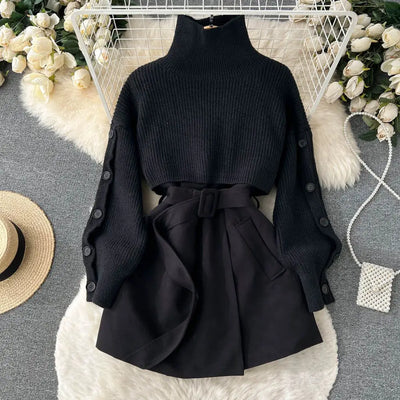 Laverne - Turtleneck Knit Two-Piece Set