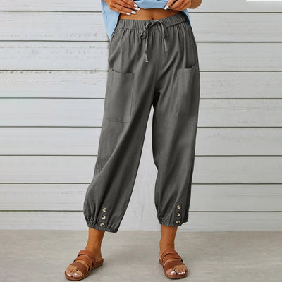 Elda pants - women's linen capri pants for relaxed comfort in a loose style