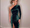 Demi | Zwarte feestjurk met split met one-shoulder ontwerp