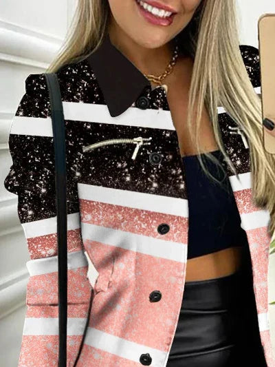 Michellen - Chique Geometrische Jas voor Vrouwen