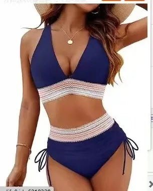 2025 Hoge Taille Bikini Set – Dames Split Badpak met Verstelbare Bandjes & Voorgevormde Cups