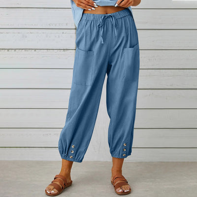 Elda pants - women's linen capri pants for relaxed comfort in a loose style