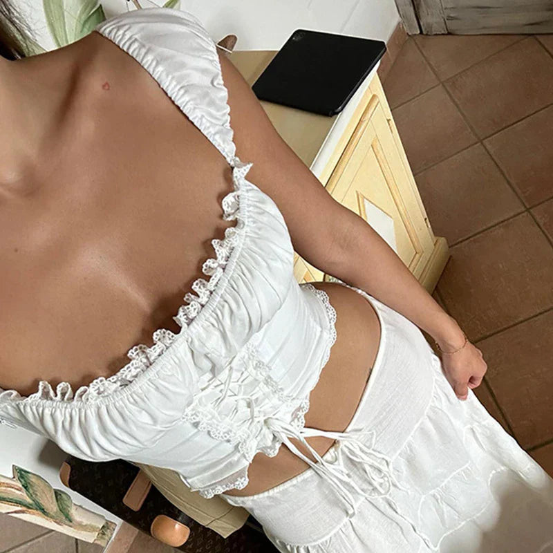 Gwendalyne - Romantic Lace Corset Top